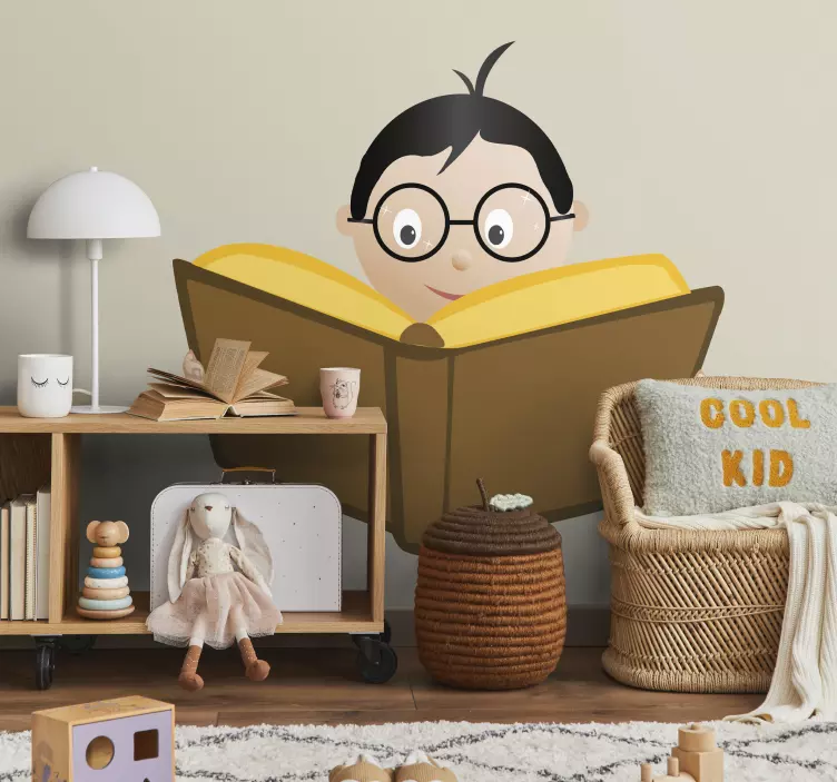 Adesivo bambini bimbo con libro - TenStickers