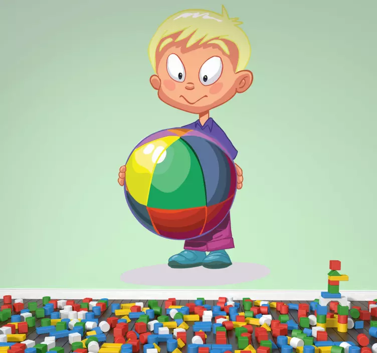 Adesivo bambini biondino con pallone - TenStickers