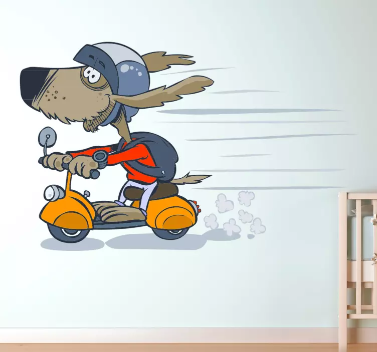 Adesivo bambini cane in vespa - TenStickers