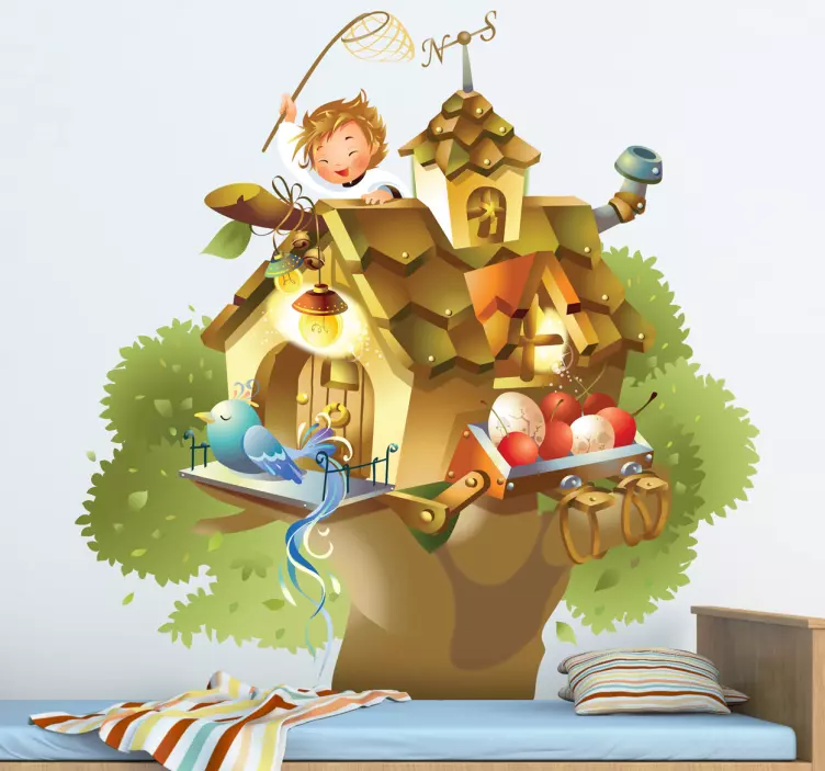 Adesivo bambini casa su albero - TenStickers