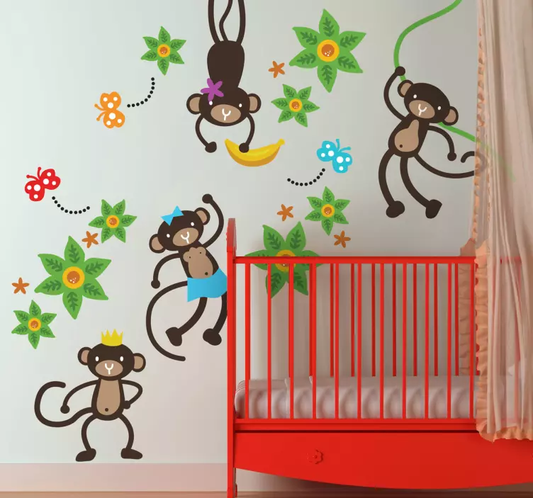 Adesivo bambini collezione scimmiette - TenStickers