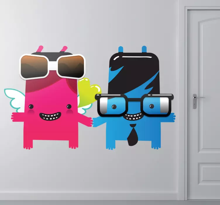 Adesivo bambini coppia di mostri nerd - TenStickers