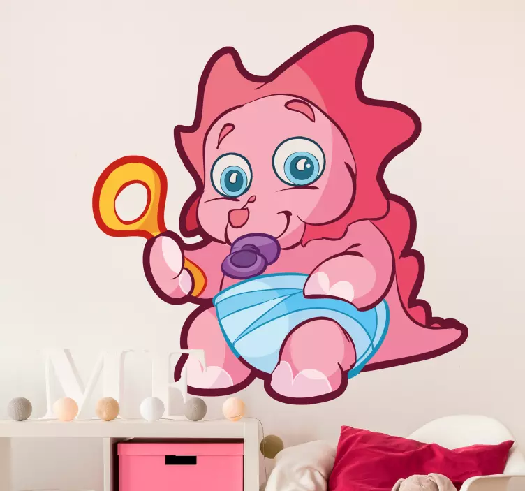 Adesivo bambini dinosauro bebè rosa - TenStickers