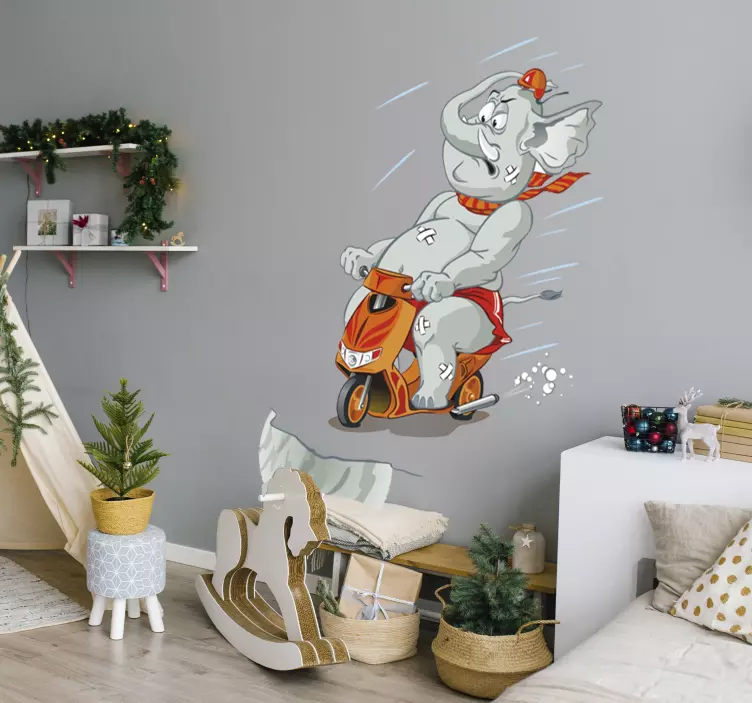Adesivo bambini elefante in scooter - TenStickers