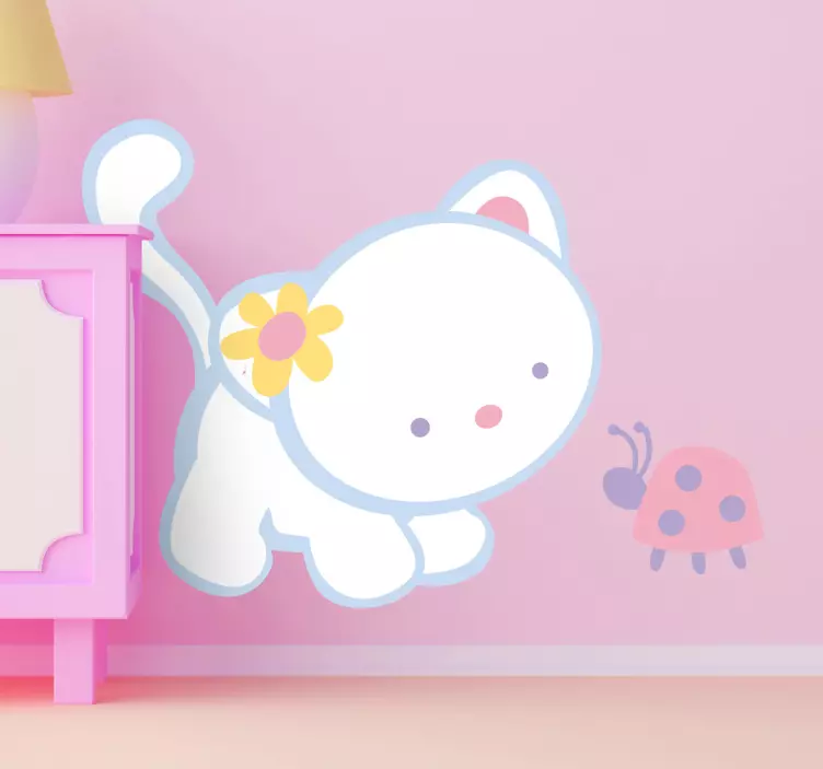 Adesivo bambini gatto e coccinella - TenStickers