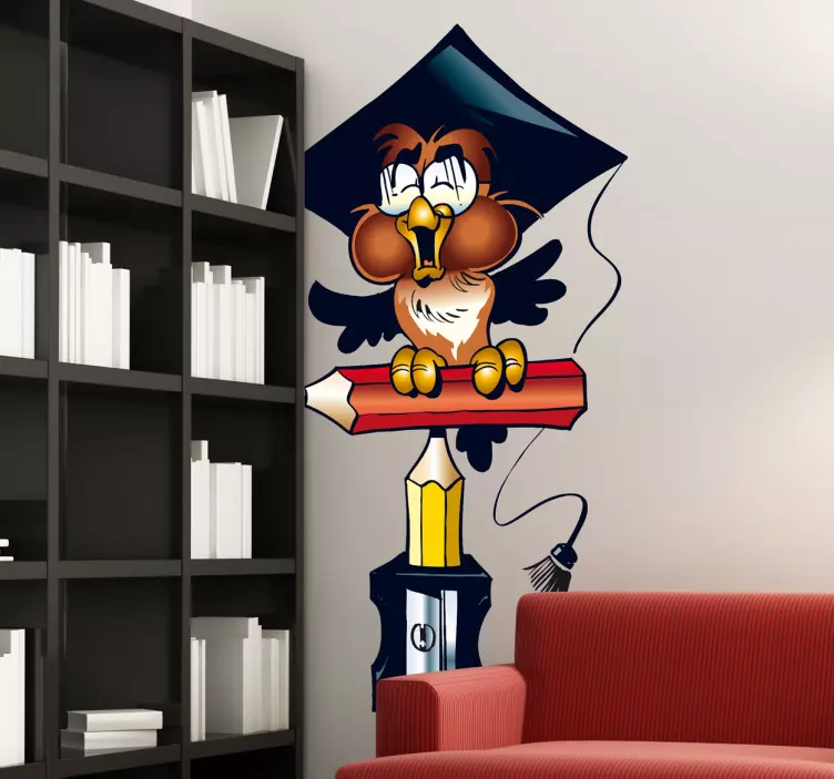 Adesivo bambini gufo e temperino - TenStickers