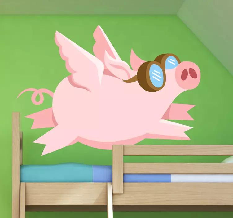 Adesivo bambini maialino volante - TenStickers