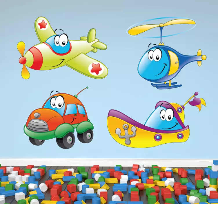 Adesivo bambini mezzi di trasporto - TenStickers