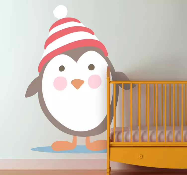 Adesivo bambini pinguino con berretto - TenStickers