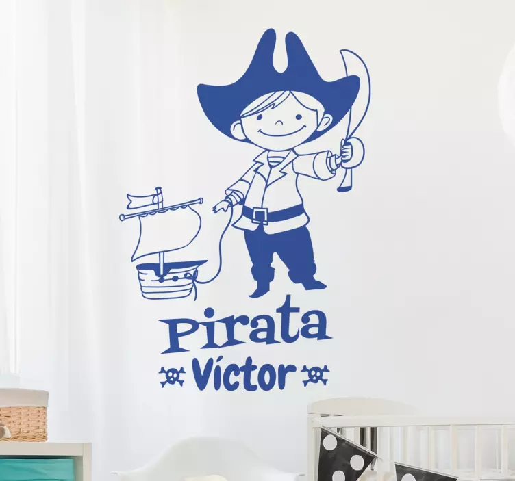 Adesivo bambini  pirata nome personalizzabile - TenStickers