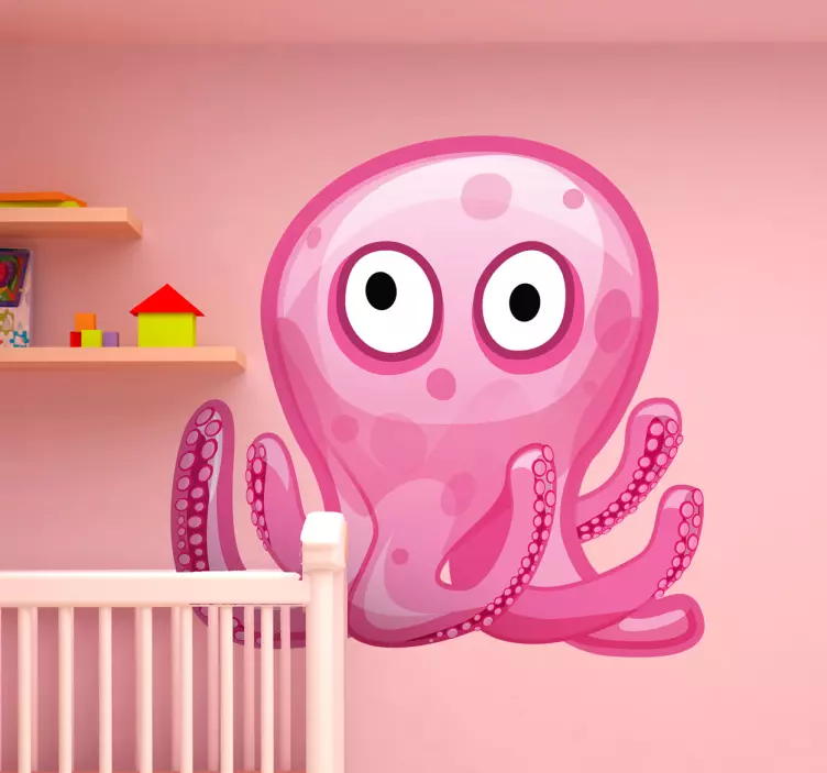 Adesivo bambini polpo rosa - TenStickers