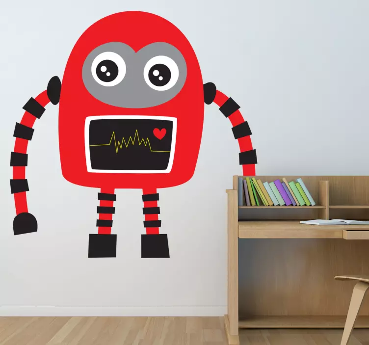 Adesivo bambini robot rosso 2 - TenStickers