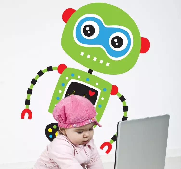 Adesivo bambini robot verde - TenStickers