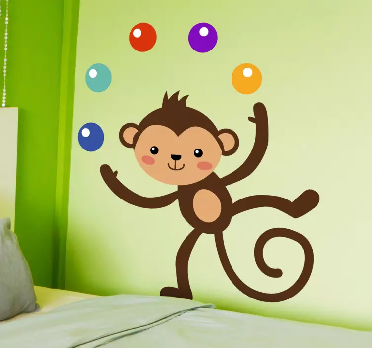 Adesivo bambini scimmietta giocoliera - TenStickers