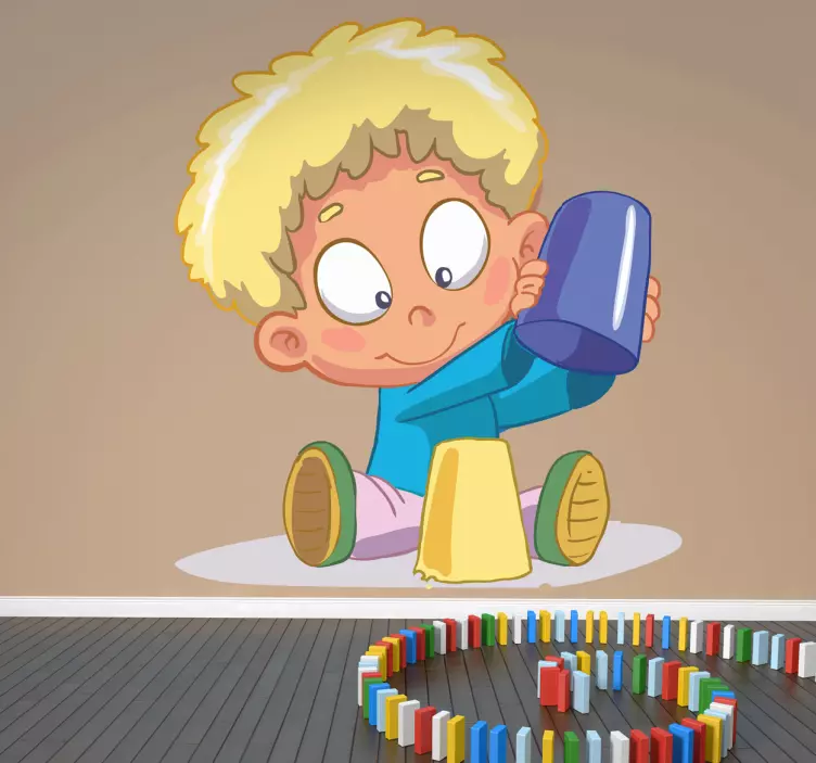 Adesivo bambini secchiello in cortile - TenStickers