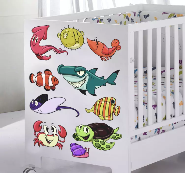 Adesivo bambini set pesci del mare - TenStickers