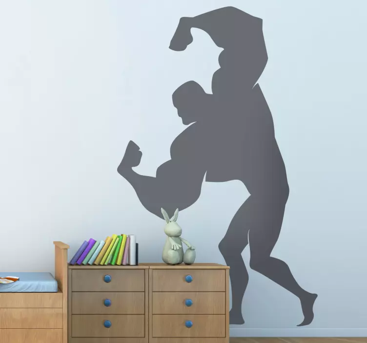 Adesivo bambini silhouette forzuto - TenStickers