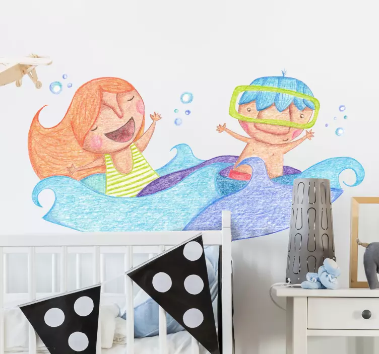 Adesivo bambini tutti in acqua - TenStickers