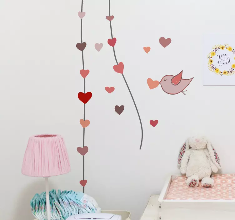 Adesivo bambini uccellino con cuore - TenStickers