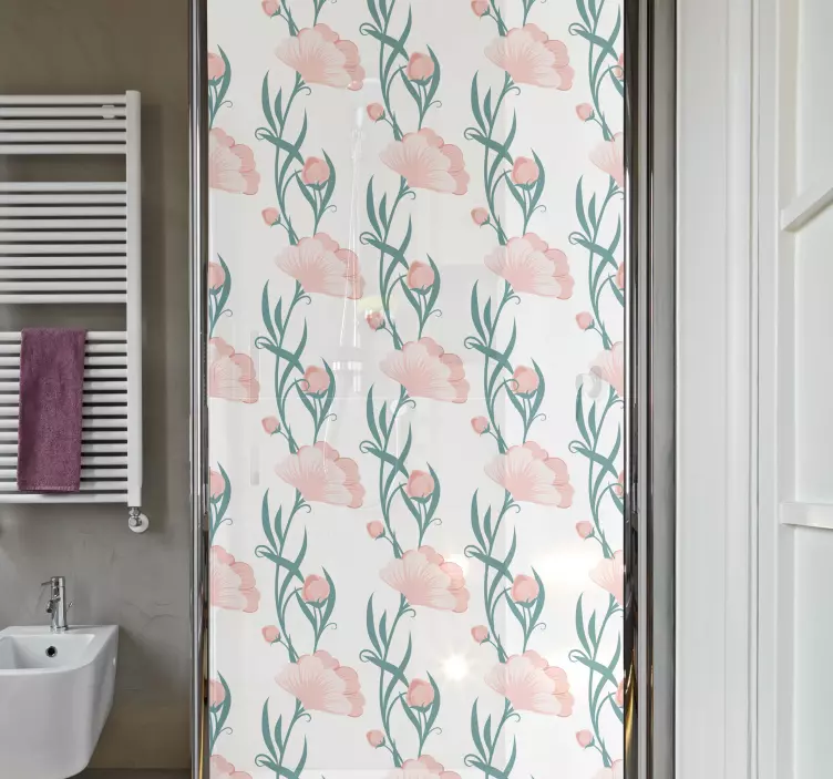 Adesivo box doccia fiori di papavero - TenStickers