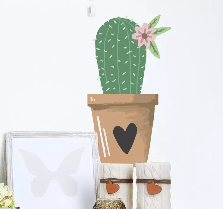 Adesivo cactus vaso con cuore - TenStickers