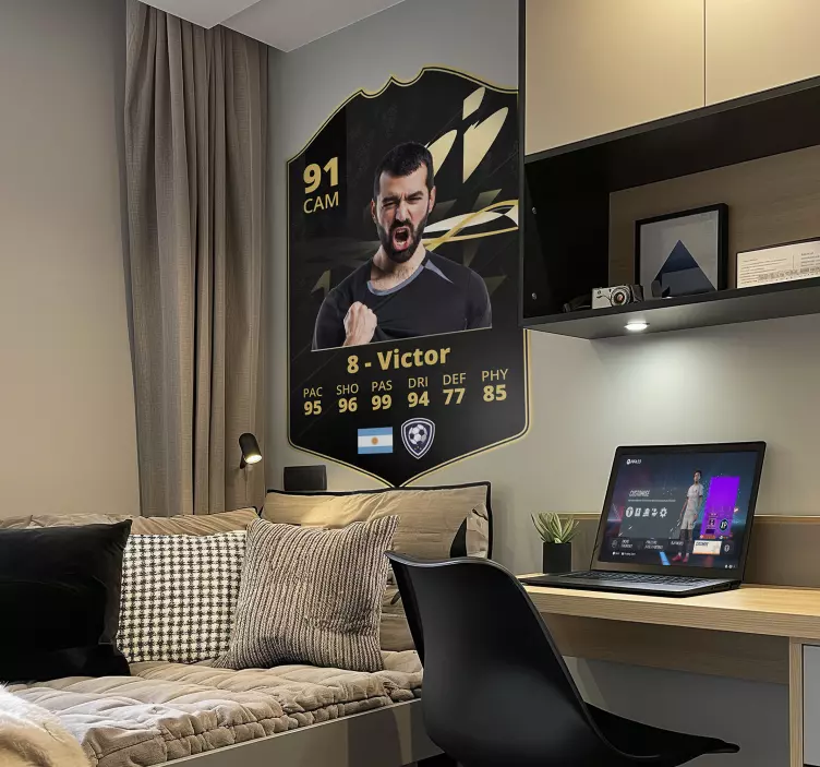 Adesivo murale calcio carta nera e oro - TenStickers