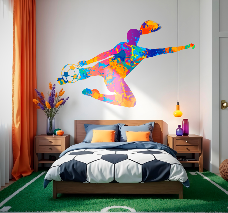 Adesivo calcio giocatore multicolore - TenStickers