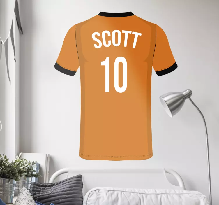 Adesivo calcio maglia arancione personalizzabile - TenStickers