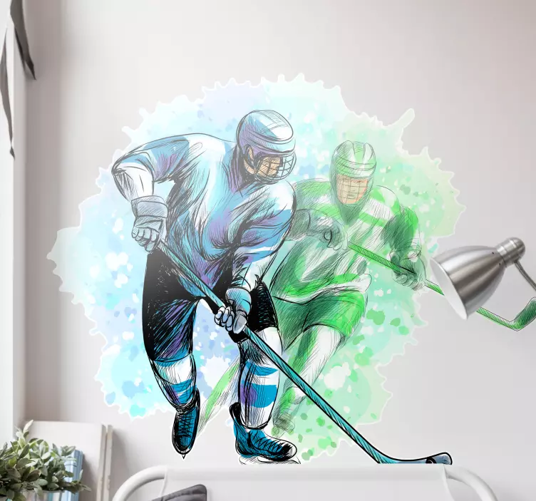 Adesivo calcio movimento dei giocatori di hockey - TenStickers