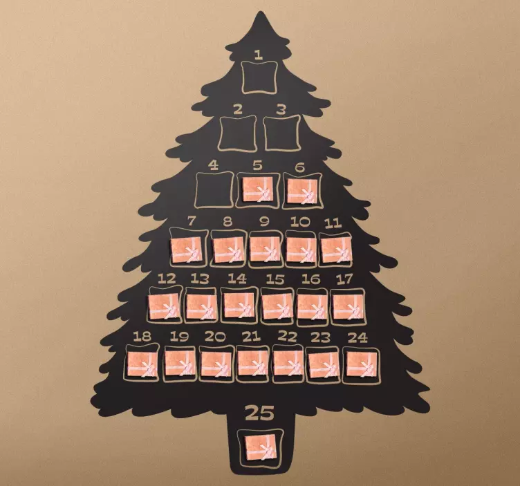 Adesivo calendario albero di Natale - TenStickers