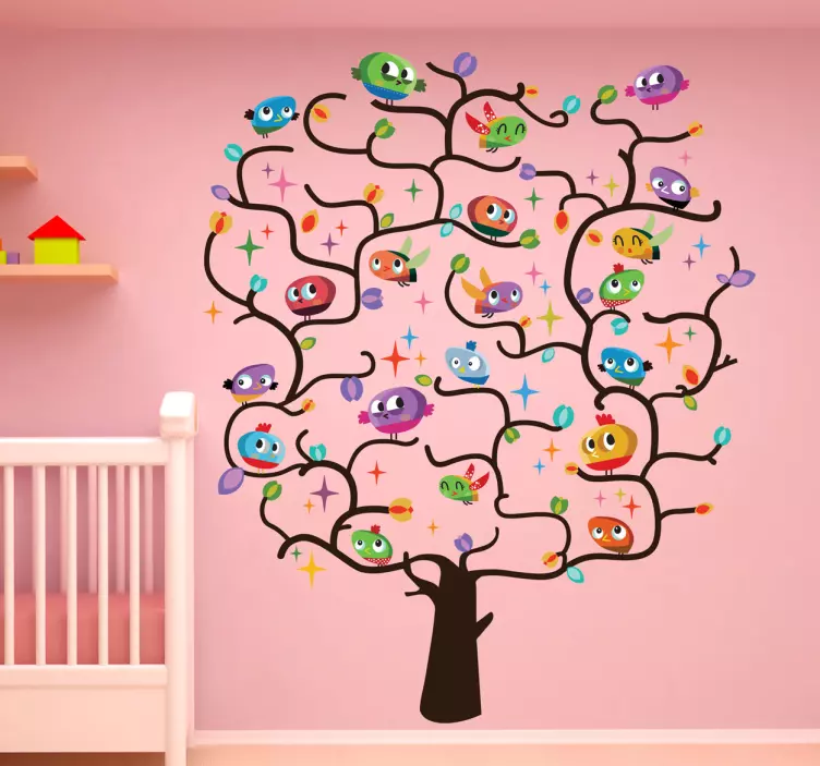 Adesivo cameretta albero degli uccellini - TenStickers
