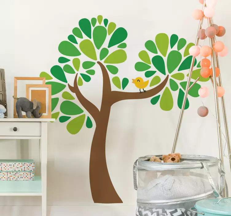 Adesivo cameretta albero e canarino - TenStickers