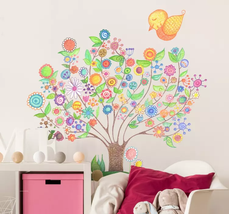 Adesivo cameretta albero primaverile - TenStickers