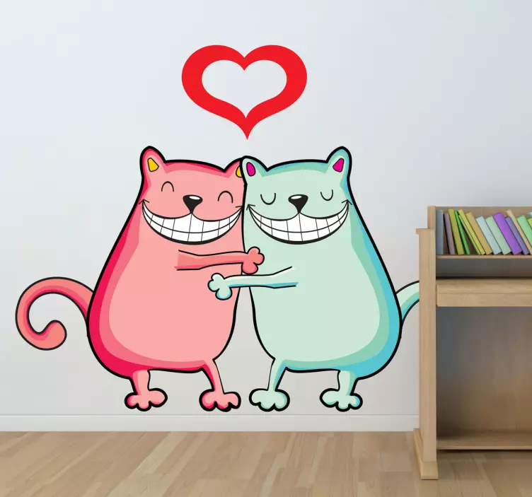 Adesivo cameretta amore felino - TenStickers