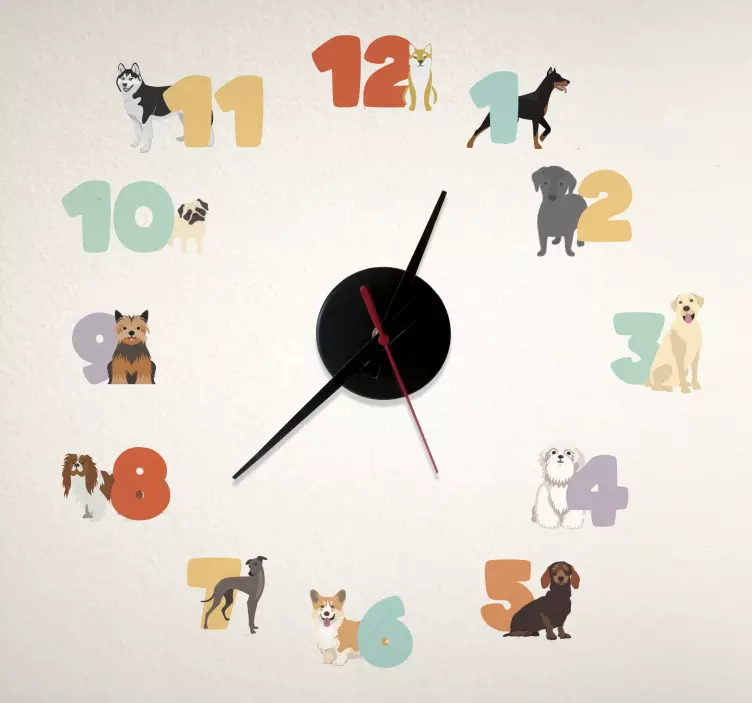 Sticker cameretta orologio con cani - TenStickers