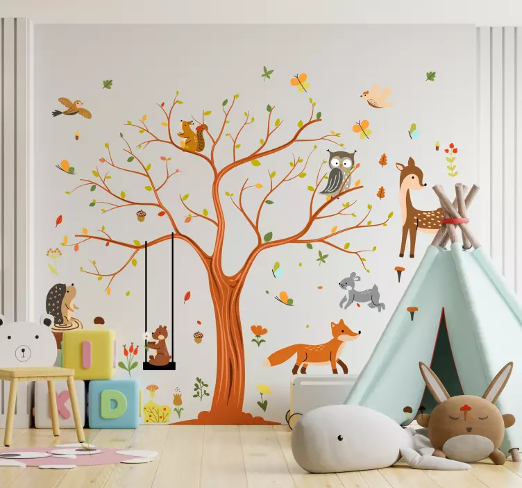 Adesivo cameretta bambini fauna autunnale - TenStickers