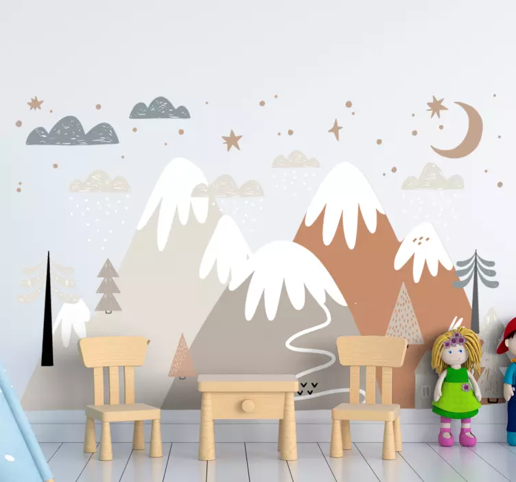 Adesivo murale bambini montagne scandinave alika - TenStickers