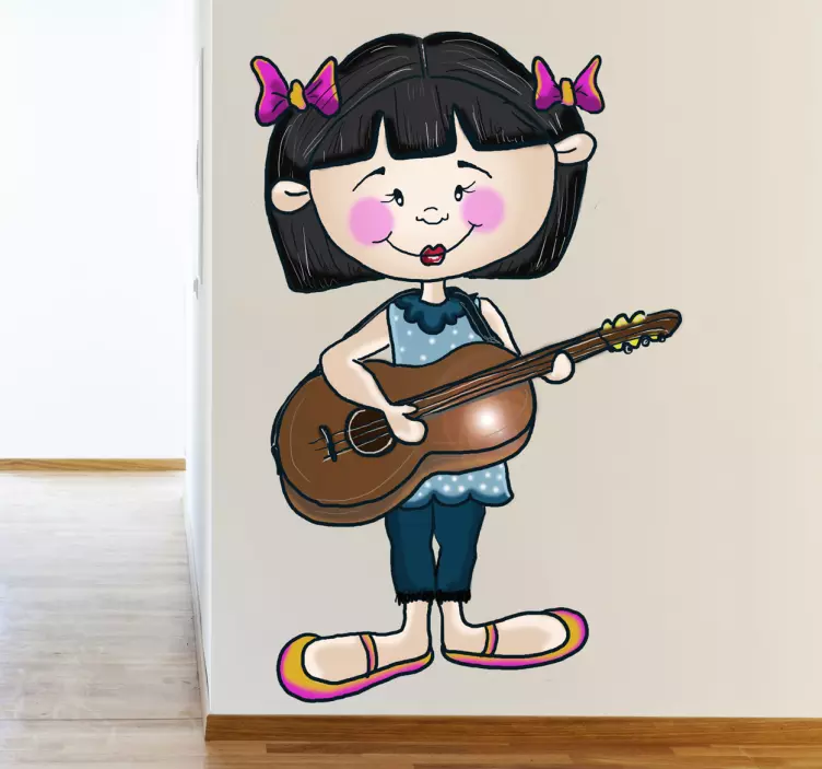 Adesivo cameretta bimba con chitarra - TenStickers