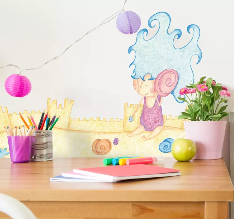 Adesivo cameretta bimba in spiaggia - TenStickers