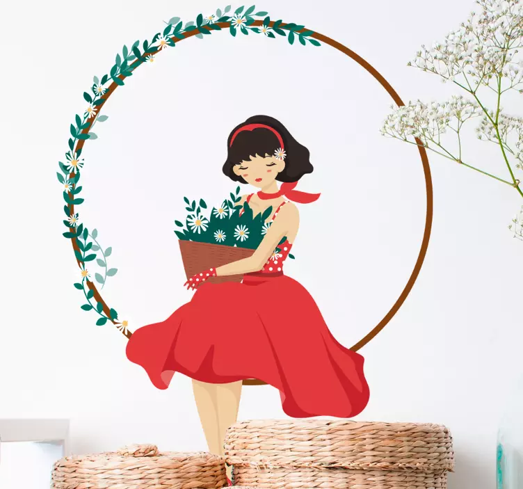 Adesivo cameretta bimba seduta stilizzata - TenStickers