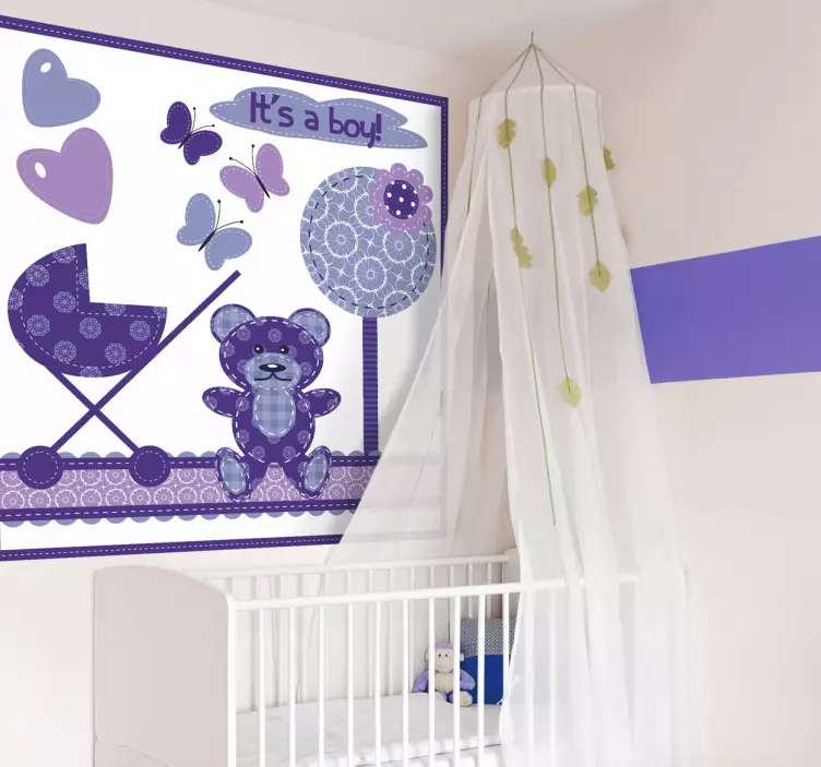 Adesivo cameretta illustrazione lilla bimbo - TenStickers