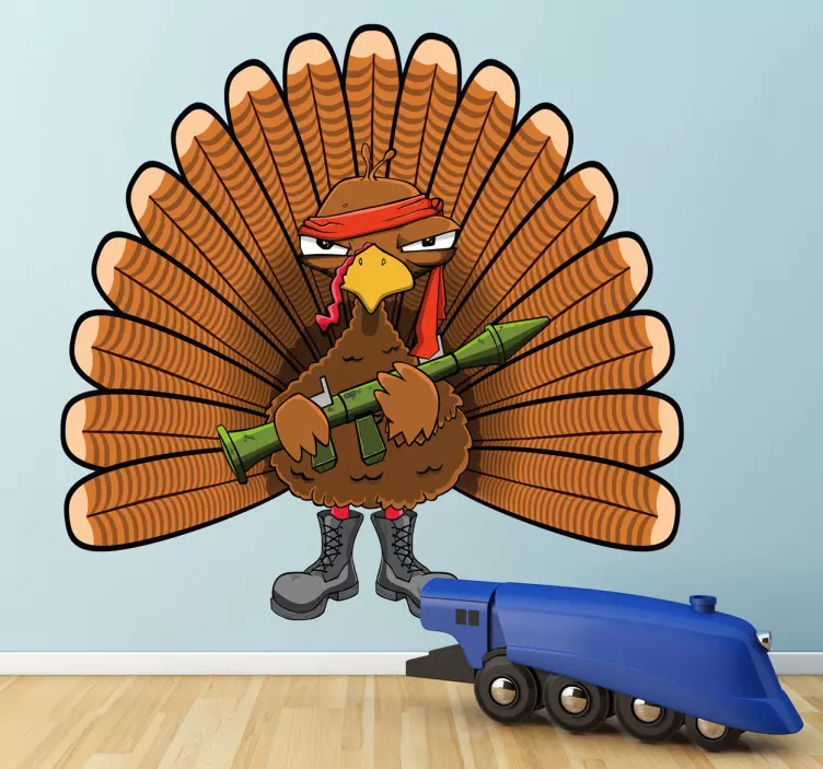 Adesivo cameretta pavone armato - TenStickers