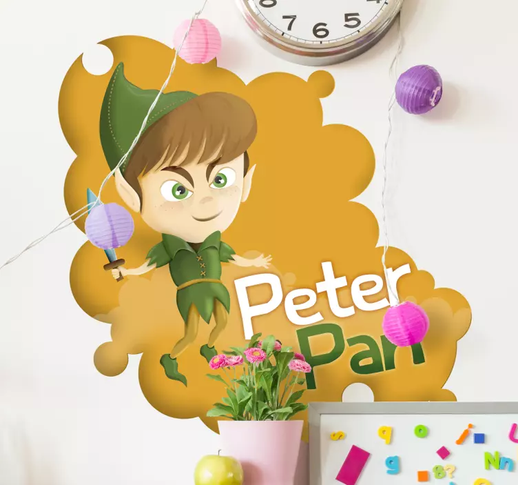 Adesivo cameretta Peter Pan con testo - TenStickers