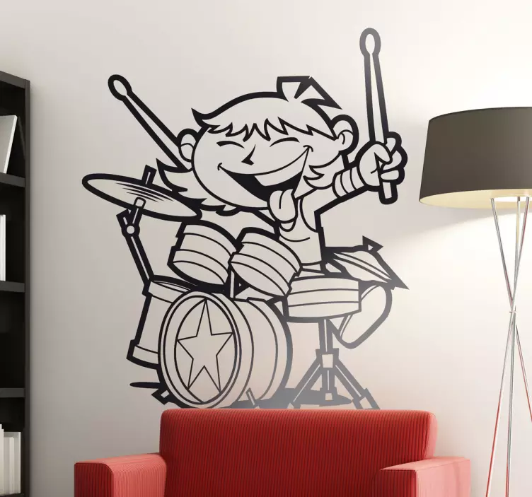Adesivo cameretta piccolo batterista - TenStickers