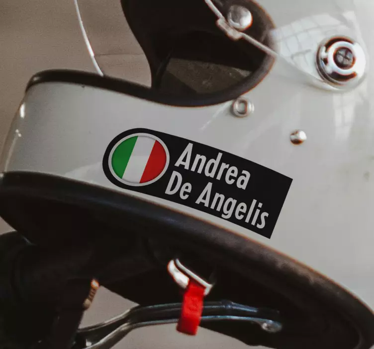 Adesivo casco moto bandiera italiana con nome - TenStickers