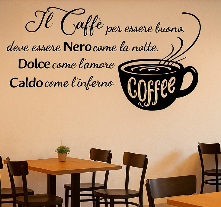 Adesivo chef il caffè deve essere nero come la notte - TenStickers