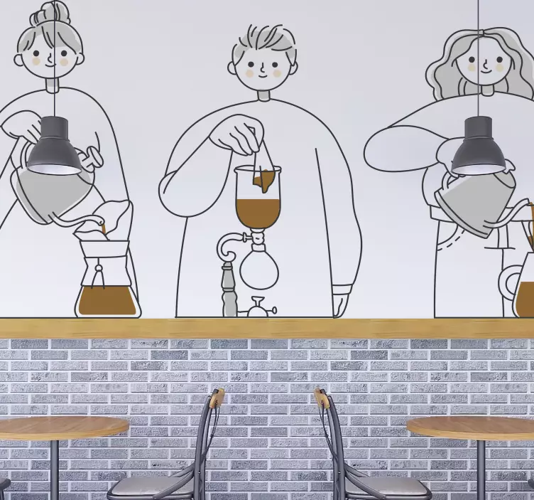 Adesivo chef illustrazioni di preparazione del caffè - TenStickers