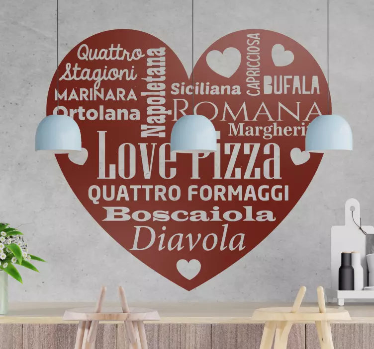 fantastico adesivo da cucina amore per la pizza - TenStickers