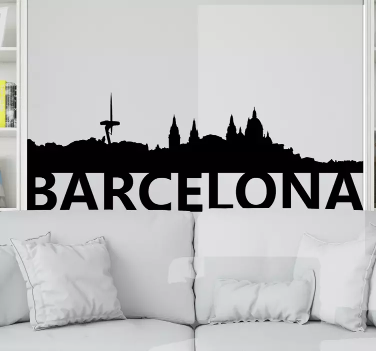 Adesivo città contorno skyline di barcellona - TenStickers