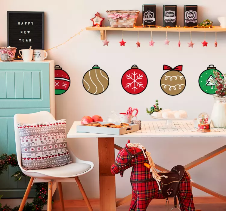 Adesivo collezione di ornamenti festivi - TenStickers